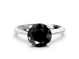 Platinum Fancy Black Round Cut Diamond Solitaire Engagement Ring with Classic Band and Four-Prong Setting_12