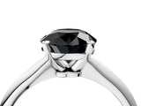 Platinum Fancy Black Round Cut Diamond Solitaire Engagement Ring with Classic Band and Four-Prong Setting_16