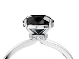 Platinum Fancy Black Round Cut Diamond Solitaire Ring with Classic Band and Four-Prong Setting_16