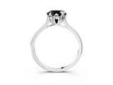 Platinum Fancy Black Round Cut Diamond Solitaire Ring with Flower Prong Setting and Classic Band_15