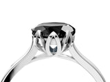 Platinum Fancy Black Round Cut Diamond Solitaire Ring with Flower Prong Setting and Classic Band_16
