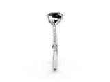 Platinum Fancy Black Round Cut Diamond Solitaire Ring with Pavé Band and Prong Setting_14