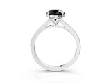 Platinum Fancy Black Round Cut Diamond Solitaire Ring with Pavé Band and Prong Setting_15