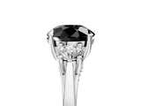 Platinum Fancy Black Round Cut Diamond Three-Stone Engagement Ring with Prong Setting and Pavé Band_17