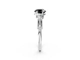 Platinum Fancy Black Round Cut Diamond Three-Stone Ring with Prong Setting and Pavé Band_14