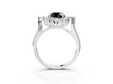 Platinum Fancy Black Round Cut Halo Diamond Cluster Ring with Marquise and Round Stones on a White Gold Band with Prong Setting_15