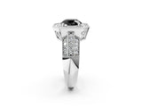 Platinum Fancy Black Round Cut Halo Diamond Engagement Ring with Pave Split Shank and Four-Prong Setting_38