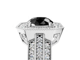 Platinum Fancy Black Round Cut Halo Diamond Engagement Ring with Pave Split Shank and Four-Prong Setting_41
