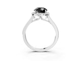 Platinum Fancy Black Round Cut Halo Round Diamond Solitaire Ring with Pavé Band and Four-Prong Setting_27