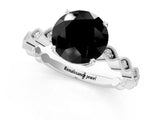 Platinum Fancy Black Round Cut Solitaire Diamond Ring with Infinity Twist Band and Four-Prong Setting_37