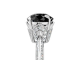 Platinum Fancy Black Round Cut Solitaire Split Shank Pave Diamond Engagement Ring with Four-Prong Setting_89