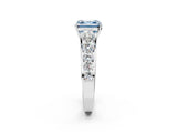 Platinum Fancy Blue Asscher Cut Brilliant Diamond Pavé Band with Six-Prong Setting_26