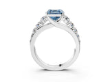 Platinum Fancy Blue Asscher Cut Brilliant Diamond Pavé Band with Six-Prong Setting_27