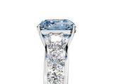 Platinum Fancy Blue Asscher Cut Brilliant Diamond Pavé Band with Six-Prong Setting_29