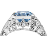Platinum Fancy Blue Asscher Cut Brilliant Milgrain Filigree Diamond Ring with Square Prong Setting_46