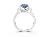 Platinum Fancy Blue Asscher Cut Brilliant Solitaire Diamond Ring with Channel Set Band and Bar Prong Setting_9