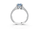 Platinum Fancy Blue Asscher Cut Brilliant Split Shank Pave Solitaire Ring with Four-Prong Setting_15