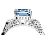 Platinum Fancy Blue Asscher Cut Brilliant Three-Stone Pave Band with Four-Prong Setting_10