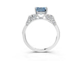 Platinum Fancy Blue Asscher Cut Brilliant Three-Stone Pave Band with Four-Prong Setting_9