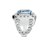 Platinum Fancy Blue Asscher Cut Cut Diamond Halo Engagement Ring with Open Split Pavé Band_11
