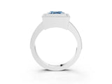 Platinum Fancy Blue Asscher Cut-Cut Diamond Halo Engagement Ring with Pave Band and Prong Setting_9