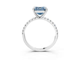 Platinum Fancy Blue Asscher Cut Diamond Brilliant Solitaire Ring with Pavé Band and Four-Prong Setting_28