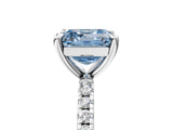 Platinum Fancy Blue Asscher Cut Diamond Brilliant Solitaire Ring with Pavé Band and Four-Prong Setting_30