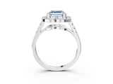 Platinum Fancy Blue Asscher Cut Diamond Floral Halo Split Shank Prong Setting Ring_9
