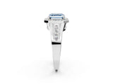 Platinum Fancy Blue Asscher Cut Diamond Halo Ring with Split Shank and Bezel Accents and Prong Setting_14