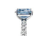 Platinum Fancy Blue Asscher Cut Diamond Pavé Solitaire Ring with Round Band and Prong Setting_5