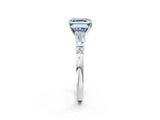 Platinum Fancy Blue Asscher  Cut Diamond Ring with Baguette Side Stones, Channel Set Band, and Four-Prong Setting_38