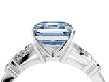 Platinum Fancy Blue Asscher  Cut Diamond Ring with Baguette Side Stones, Channel Set Band, and Four-Prong Setting_40