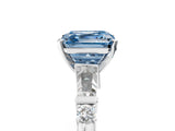 Platinum Fancy Blue Asscher  Cut Diamond Ring with Baguette Side Stones, Channel Set Band, and Four-Prong Setting_41