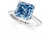 Platinum Fancy Blue Asscher Cut Diamond Solitaire Engagement Ring with Classic Band and Four-Prong Setting_13