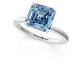 Platinum Fancy Blue Asscher Cut Diamond Solitaire Ring with Classic Band and Four-Prong Setting_13