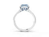 Platinum Fancy Blue Asscher Cut Diamond Solitaire Ring with Flower Prong Setting and Classic Band_15