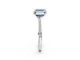 Platinum Fancy Blue Asscher Cut Diamond Solitaire Ring with Pavé Band and Prong Setting_14
