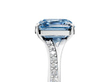 Platinum Fancy Blue Asscher Cut Diamond Solitaire Ring with Pavé Band and Prong Setting_17