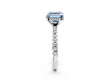 Platinum Fancy Blue Asscher Cut Diamond Solitaire Ring with Round  Pavé Band and Four-Prong Setting_38