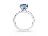Platinum Fancy Blue Asscher Cut Diamond Solitaire Ring with Round  Pavé Band and Four-Prong Setting_39