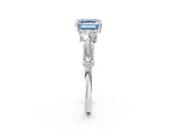 Platinum Fancy Blue Asscher Cut Diamond Three-Stone Ring with Prong Setting and Pavé Band_8