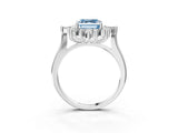 Platinum Fancy Blue Asscher Cut Halo Diamond Cluster Ring with Marquise and Round Stones on a White Gold Band with Prong Setting_3