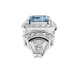 Platinum Fancy Blue Asscher Cut Halo Diamond Split Shank Engagement Ring with Four-Prong Setting_11
