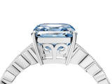 Platinum Fancy Blue Asscher Cut Solitaire Diamond Ring with Infinity Twist Band and Four-Prong Setting_16