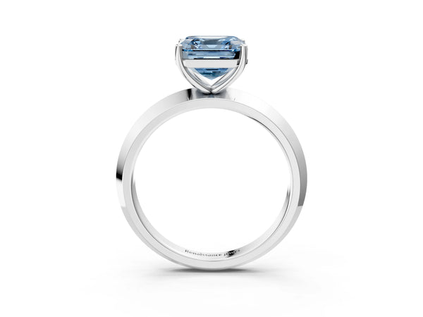 Platinum Asscher Cut Knife-Edge Solitaire Engagement Ring Setting for Fancy Blue Center