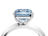 Platinum Fancy Blue Asscher  Cut Solitaire Engagement Ring with Flat Band and Four-Prong Setting 4