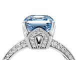 Platinum Fancy Blue Asscher Cut Solitaire Split Shank Pave Diamond Engagement Ring with Four-Prong Setting_10
