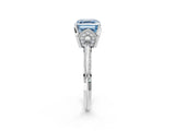 Platinum Fancy Blue Asscher Cut Solitaire Split Shank Pave Diamond Engagement Ring with Four-Prong Setting_62