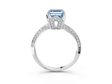 Platinum Fancy Blue Asscher Cut Solitaire Split Shank Pave Diamond Engagement Ring with Four-Prong Setting_63