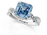 Platinum Fancy Blue Asscher Cut Solitaire Twist Pave Diamond Engagement Ring with Prong Setting_43